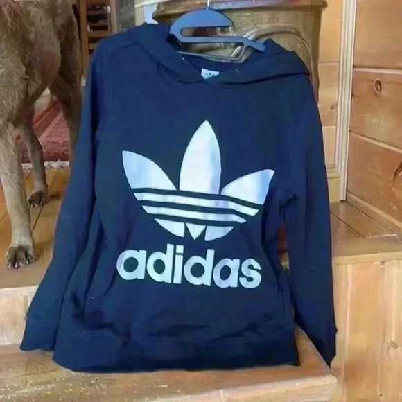 Unisex Adidas sweatshirt. Size small. Missing drawstring on hood. - Picture 1 of 3